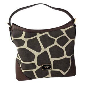 Michael Kors Handbag Giraffe Print Brown & Cream Canvas Handbag 13"x11"x6"